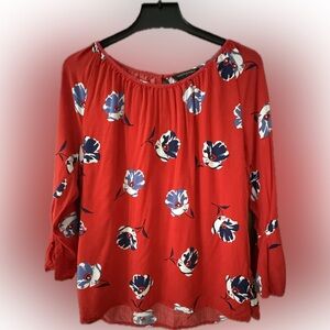 Banana Republic Red Floral Blouse